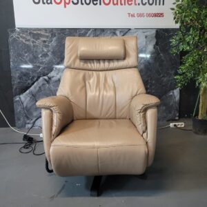 Staopstoel Goteborg Leder Creme met Topswing en Lumbaalsteun