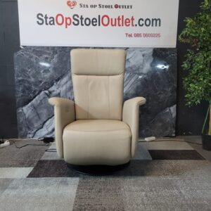 Staopstoel Creme Leder met lumbaalpomp