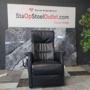 Staopstoel Leder Zwart met afstandsbediening